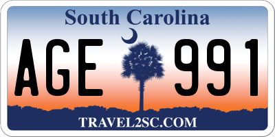 SC license plate AGE991