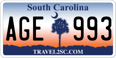 SC license plate AGE993