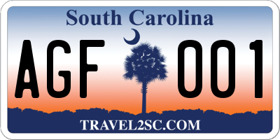 SC license plate AGF001