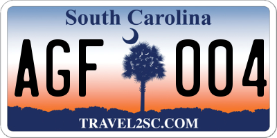 SC license plate AGF004