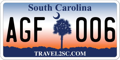 SC license plate AGF006