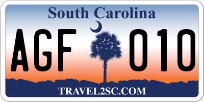 SC license plate AGF010