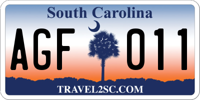 SC license plate AGF011