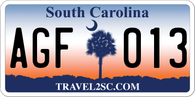 SC license plate AGF013