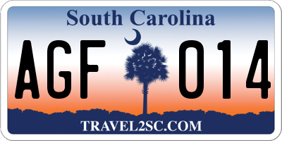 SC license plate AGF014