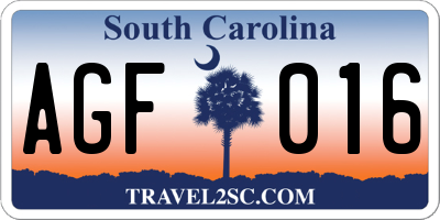 SC license plate AGF016