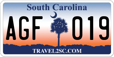 SC license plate AGF019