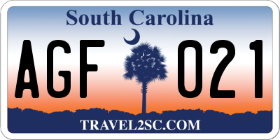 SC license plate AGF021