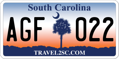 SC license plate AGF022