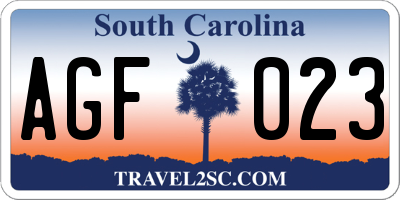 SC license plate AGF023