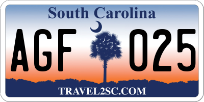 SC license plate AGF025