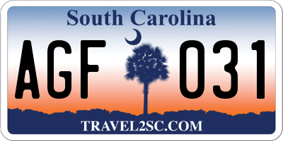 SC license plate AGF031