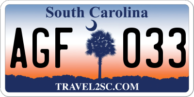 SC license plate AGF033