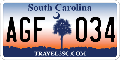 SC license plate AGF034