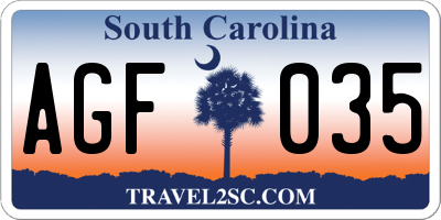 SC license plate AGF035