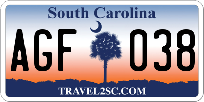 SC license plate AGF038