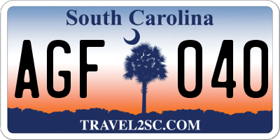 SC license plate AGF040
