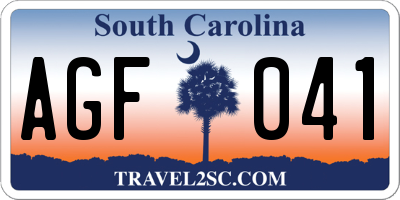 SC license plate AGF041