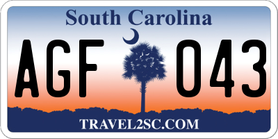 SC license plate AGF043