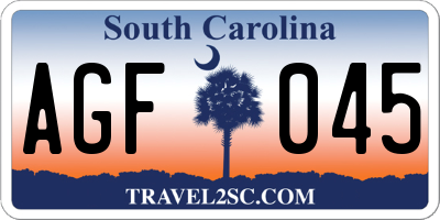 SC license plate AGF045