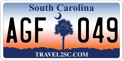 SC license plate AGF049