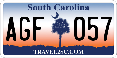 SC license plate AGF057