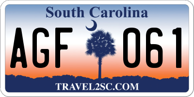 SC license plate AGF061