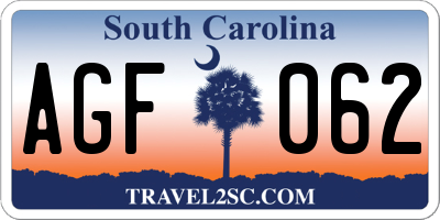 SC license plate AGF062
