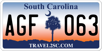 SC license plate AGF063