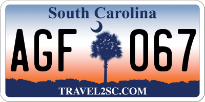 SC license plate AGF067