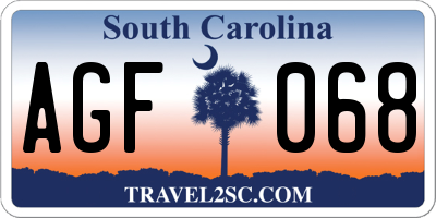 SC license plate AGF068