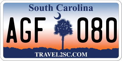 SC license plate AGF080