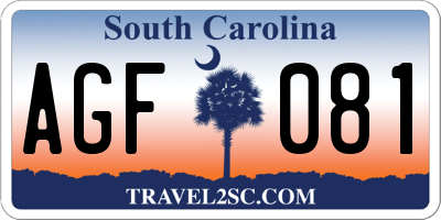 SC license plate AGF081