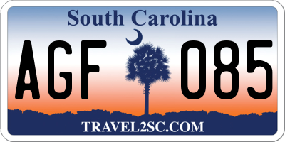 SC license plate AGF085