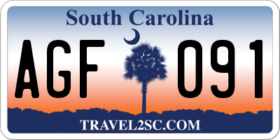 SC license plate AGF091