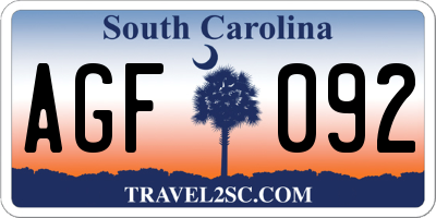 SC license plate AGF092