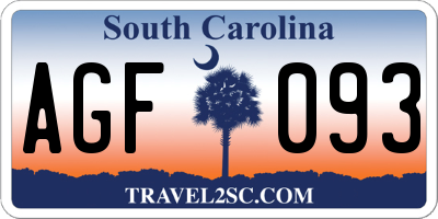 SC license plate AGF093