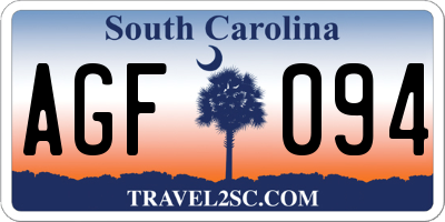SC license plate AGF094