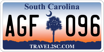 SC license plate AGF096