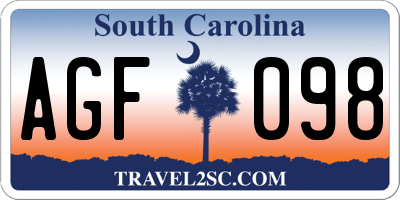 SC license plate AGF098