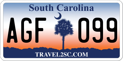 SC license plate AGF099