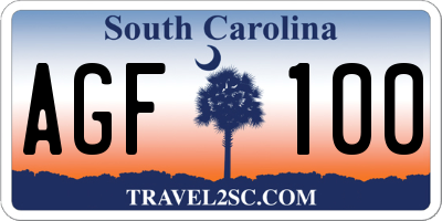 SC license plate AGF100