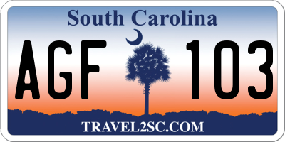 SC license plate AGF103