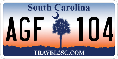 SC license plate AGF104