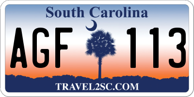 SC license plate AGF113