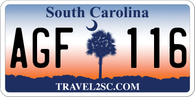 SC license plate AGF116