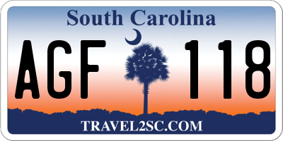 SC license plate AGF118