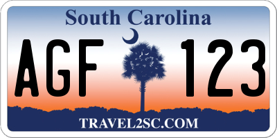 SC license plate AGF123