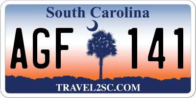 SC license plate AGF141