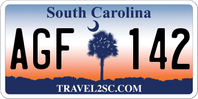SC license plate AGF142